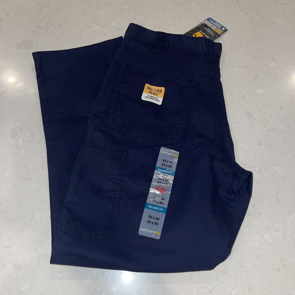 Carhartt Cargo Pants FR CAT 2  Blue Canvas Work Pants Sz 30x32